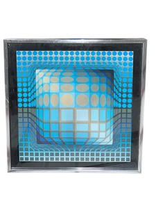 lot 98 image: Victor Vasarely Koska-Rev 1974 Op Art Serigraph 100x100 cm, Framed Artwork