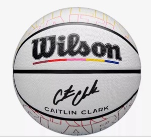 lot 101 image: Wilson Caitlin Clark Signature White Basketball #22 - 28.5 Outdoor - Brand New