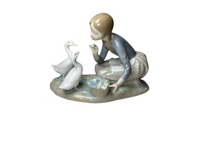 lot 104 image: Lladro Figurine #4546 Girl with Ducks Porcelain Sculpture, Made in Spain