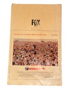 lot 106 image: Original 1970 Woodstock Film Poster - Fox Theatre Promo Lithograph, Rare Vintage