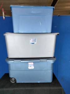 3 Storage Containers 45 Gallon, 50 Gallon, and 35 Gallon