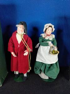 Dept 56 Christmas Carol Collection Dickens Doll Mrs. Bob Cratchit 18.5 and Dept 56 Christmas Carol 19 Scrooge Doll with Boxes