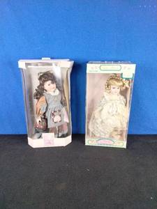 Collectable Memories Betsy 16 Porcelain Doll and Vintage Early Blossom Collection Genuine Porcelain Doll 16 with Stand and Original Boxes