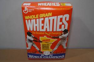 lot 15 image: 1991 Twins World Champions Wheaties Box