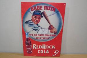 lot 18 image: Metal Babe Ruth Red Rock Cola Sign
