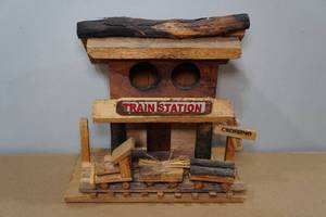 lot 70 image: Wooden Train Station Birdhouse