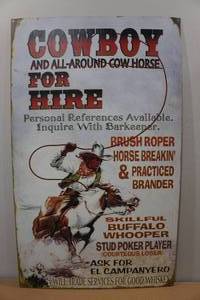 lot 72 image: Vintage Style Metal Old West Sign