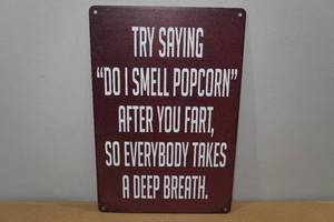 lot 80 image: Metal Novelty Sign - FartPopcorn