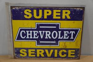 lot 203 image: Vintage Style Metal Chevy Sign
