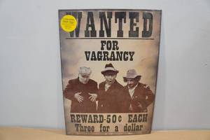 lot 208 image: Metal 3 Stooges Wanted Sign