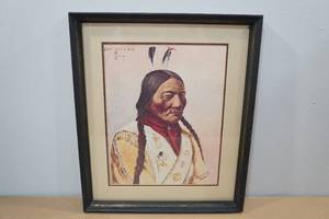 lot 236 image: Chief Sitting Bull Sioux Framed Painting