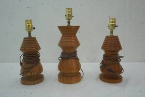 lot 64 image: 3 wood based table lamps