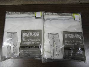 lot 169 image: Set of 2 Mission Ridge Mens Premium Thermal Bottoms-White-XL