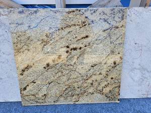 lot 111 image: Lot of 3 Brown Granite Countertop Pieces  Elegant, Durable, and Perfect for Your Next Project, 3cm Thick
