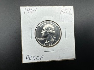 1961 PROOF WASHINGTON QUARTER RIM & ALL SURFACES ESSENTIALLY