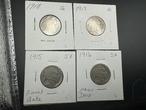 BETTER DATE BUFFALO NICKELS 1915 THRU 1918 (4 Coins)