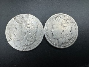 Two MORGAN DOLLARS INCL 1901S, 1900O, 1901S SCARCER DATE