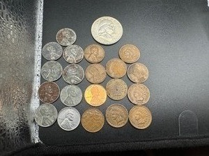 1951D FRANKLIN HALF & ASST PENNIES - 21 COINS TOTAL