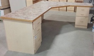 Corner Desk with File Drawer Base. 3-Drawer File (2)