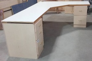 Corner Desk with File Drawer Base. 3-Drawer  and 2-Drawer File