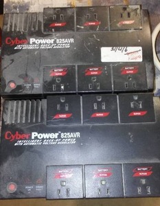 Black CyberPower Systems 825AVR for Battery Backup and Surge Protection.(2)