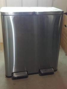 Stainless Double Trash Can, Foot pedals.
