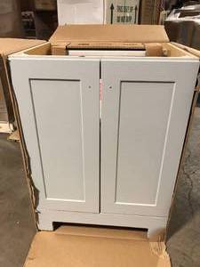 24 in. W x 19 in. D x 33 in. H Single Sink Freestanding Bath Vanity in Pearl Gray with White Cultured Marble Top Customer Returns See Pictures