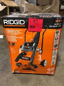 RIDGID 16 Gallon 6.5 Peak HP NXT Shop Vac Wet Dry Vacuum with Cart, Fine Dust Filter, Locking Hose and Accessory Attachments  Customer Returns See Pictures
