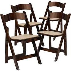 Flash Furniture Hercules Series Fruitwood Wood Folding Chair with Vinyl Padded Seat Set of 4  Customer Returns See Pictures