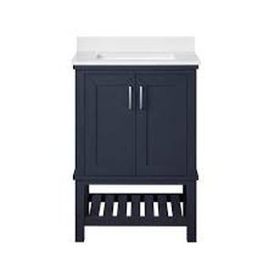 Home Decorators Collection Tupelo 24 in. Single Sink Midnight Blue Bath Vanity with White Engineered Stone Top (Assembled) Customer Returns See Pictures