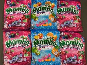 GA 2 - Lot of 6 Packages of Mamba Chewy Candies - Includes Tropics and BerryTasty Flavors