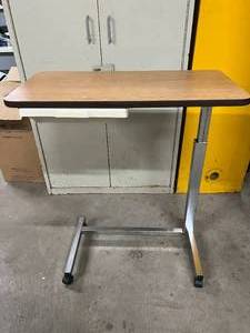 lot 41 image: Overbed Table with Built-In Double Sided Compact Mirror - In Good Condition