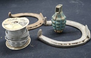 PINEAPPLE PRACTICE GRENADE  WIRE SOLDER  LUCKY HORSESHOES