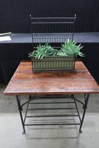 HEAVY METAL AND WOOD TABLE  PLUS