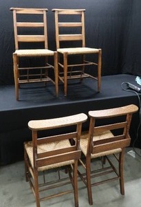 RARE RUSH SEAT CHURCH  SCHOOL CHAIRS