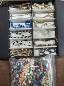 Lot Of Vintage Necklaces (Some Glass) & Bag Of Assorted