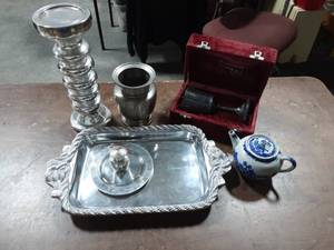 Rosenthal Pewter Chalice (1823-1873) With Case & Other Metal Decor & Tea Pot