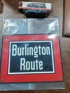 8x10 Burlington Route Railroad Sign (EnamelPorcelain) & 5 Southern  Pacific Locomotive.