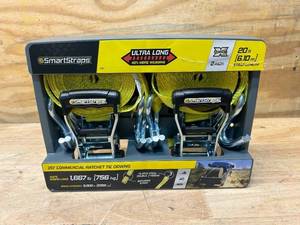 lot 32 image: SMARTSTRAPS 20 Commercial Ratchet Tie Downs (2 Pack)
