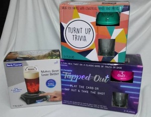 Tapped Out, Turnt up Trivia and Beer Foamer.