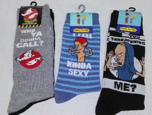Ghostbusters and Beavis and Butt-Head Socks.