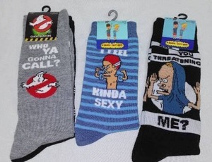 Ghostbusters and Beavis and Butt-Head Socks.