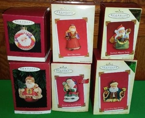 Hallmark Ornaments, Santa Themed. (6).