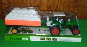 Farmer Car Tractor W Hay Trailer.