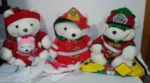 Santa Bears In Tote. 1996, 1997, 2002