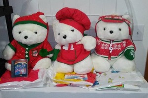 Santa Bears in Tote. 1990, 1991 1992