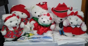 Santa Bears in Tote. 1993 1994 1995