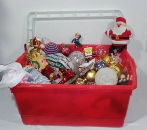 Tote Full Of Christmas Bulbs.
