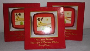 Reindeer Wishes Plates (12) 3 Sets of four