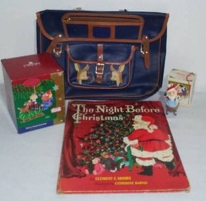 Vintage Rudolf Backpack, Book, ornaments.